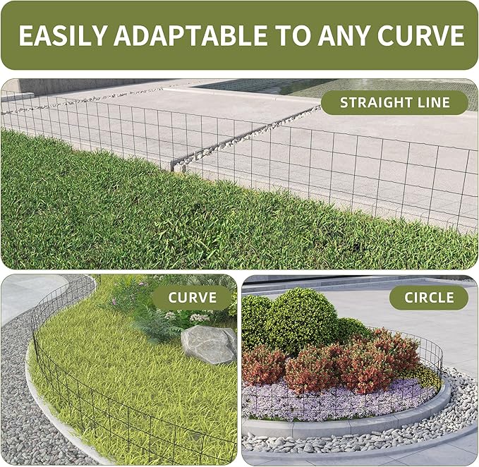 Decorative Garden Fence Border Rolls, Total 14 in x 40 ft 2 Pack Metal Folding Flat Wire Fencing for Yard, Black PVC Coated Outdoor Patio Landscape Flower Bed Edging
