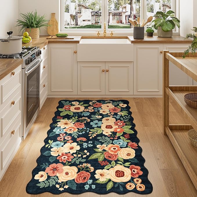 DUKINO 3x5 Area Rug, Floral Non-Slip Indoor Washable Rug