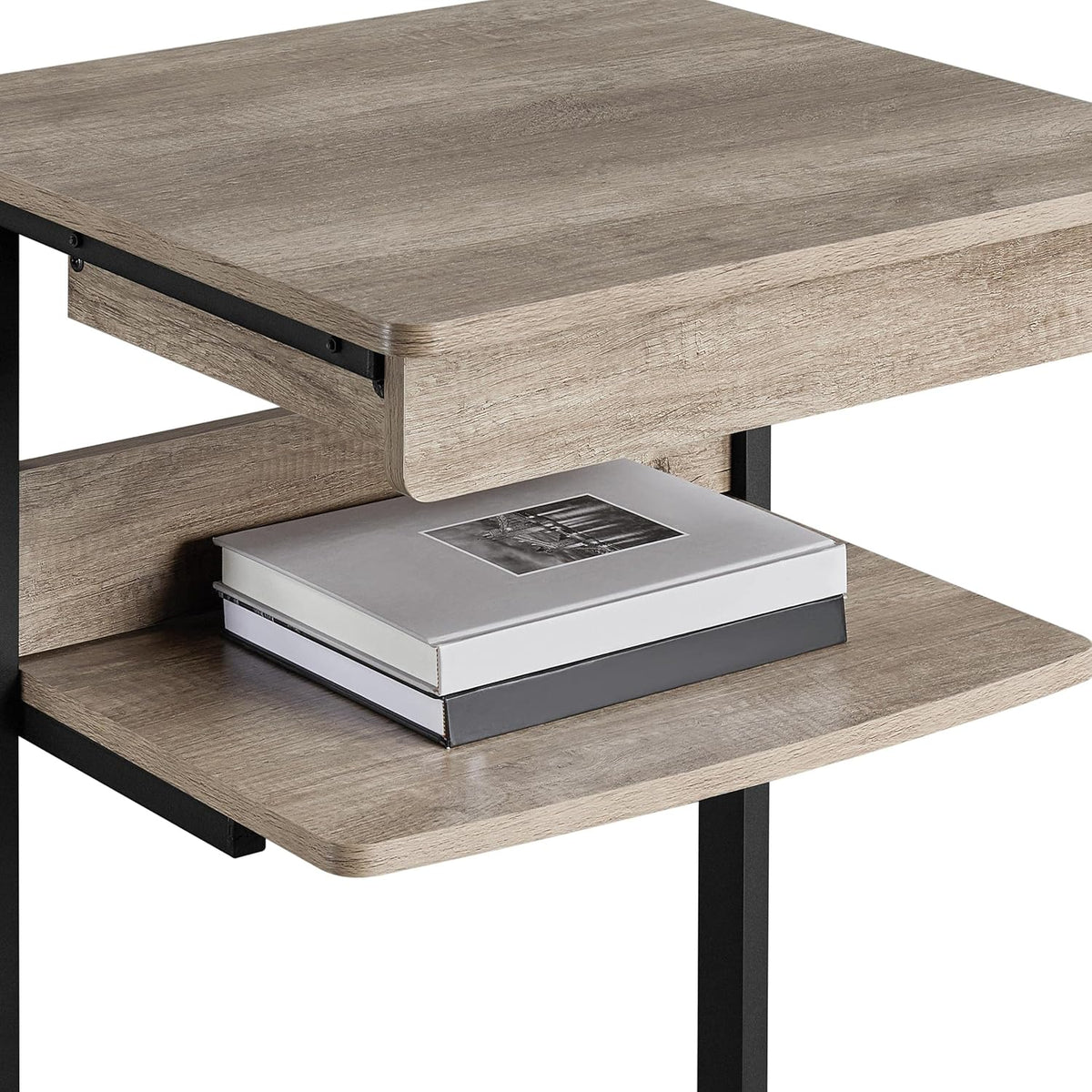 Yaheetech Tiny Mobile Computer Desk, 3-Tier Rolling Cart with Drawer, Gray