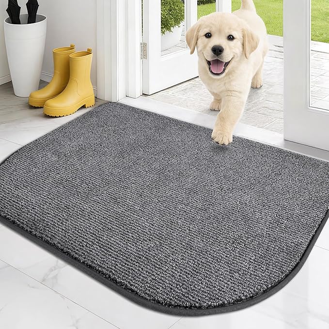 PURRUGS Dirt Trapping Door Mat Half Round 24" x 35.5", Non-Slip Machine