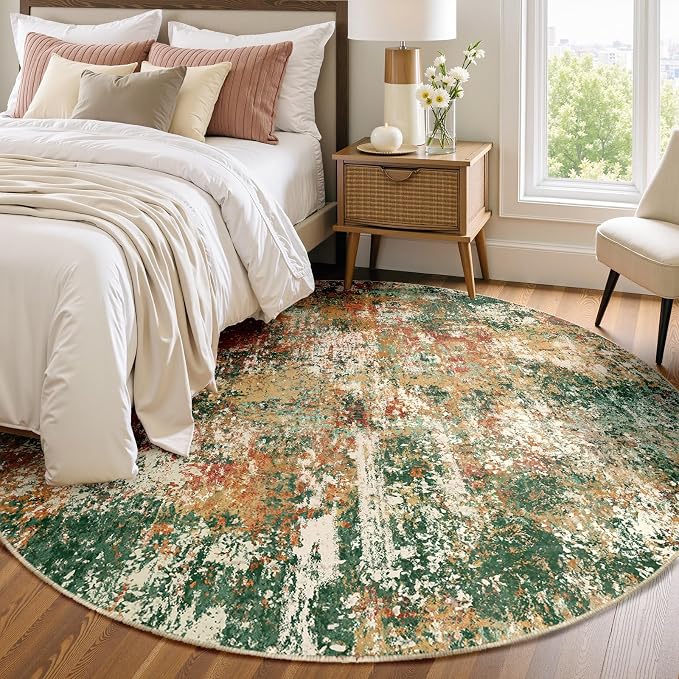 RELEANY Washable Area Rugs 8ft Non-Slip Modern Abstract Soft