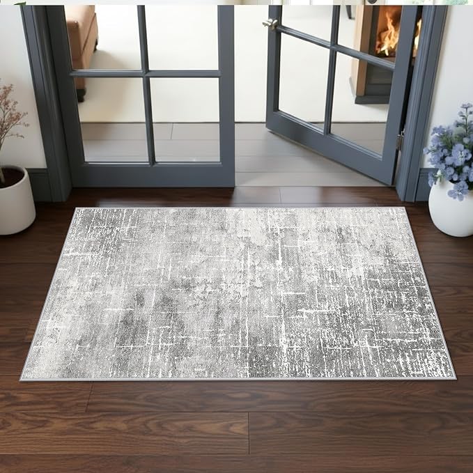 Washable 2x4 Entryway Area Rugs: Non-Slip Abstract Water Resistant Kitchen Rug