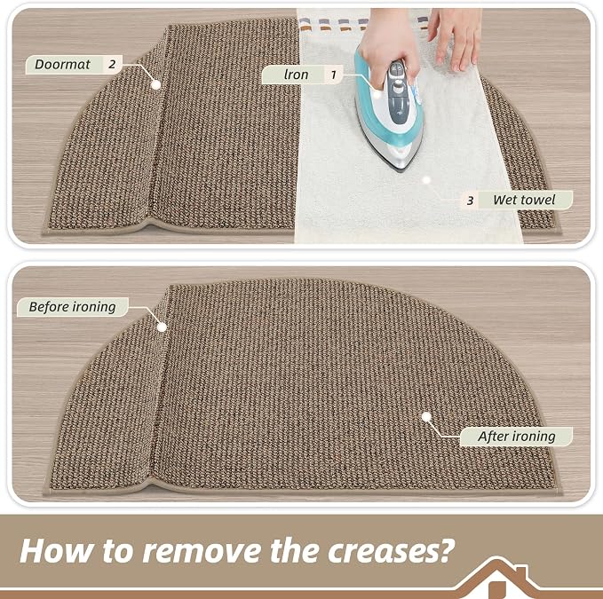 BEQHAUSE Dirt Trapper Door Mat 32" x 48" Half Circle Non-Slip Washable Doormats