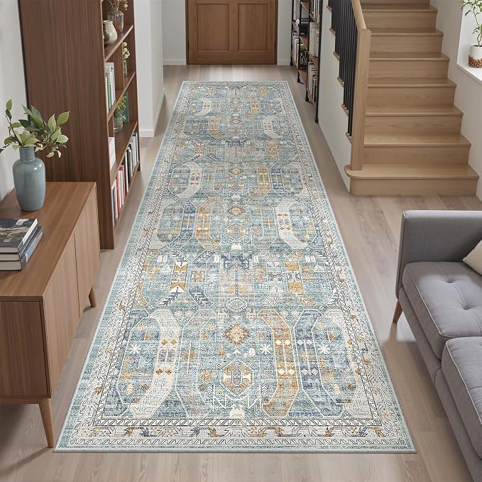 Madane Runner Rug 2'6''x8' Kitchen Runner, Hallway Runner Printed Vintage