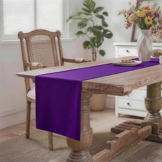 MEANMOY Purple Table Runner 36 Inches Long Waterproof Table Runners | Washable