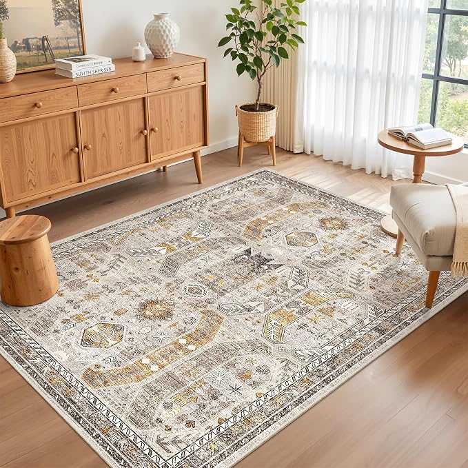 Madane Area Rug 3x5, Washable Entryway Rugs Printed Vintage Rugs