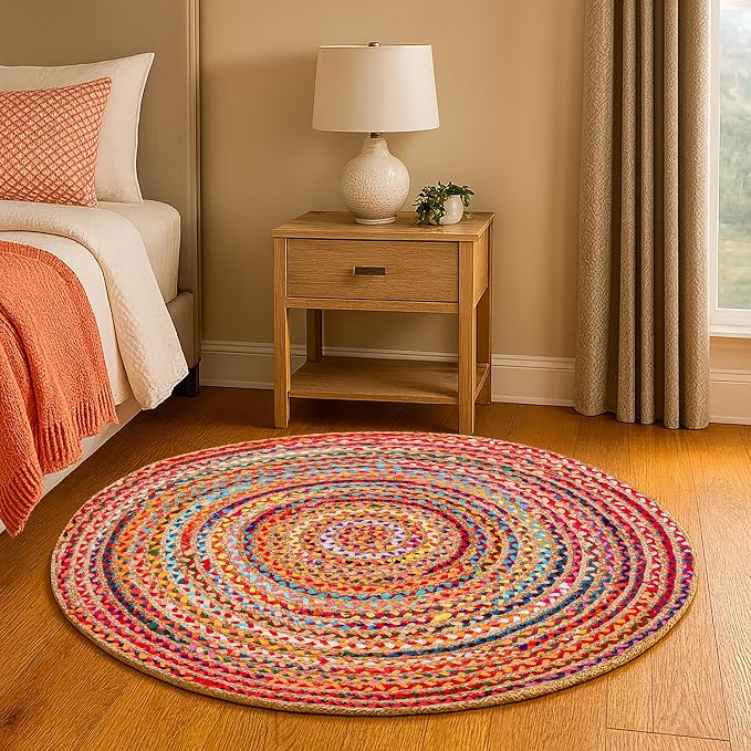 Hausattire Bohemian Braided Rug 4' Round