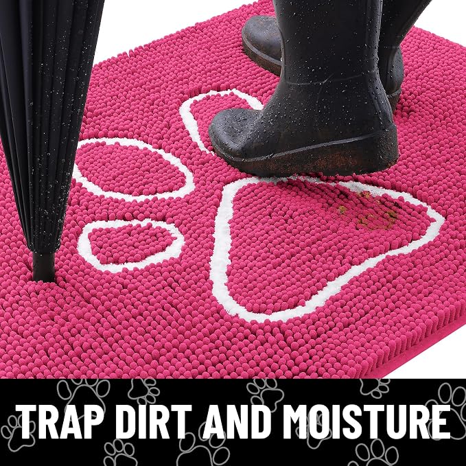 Smiry Dog Door Mat for Muddy Paws, Absorbent Dirt Trapper Non Slip Quick Dry