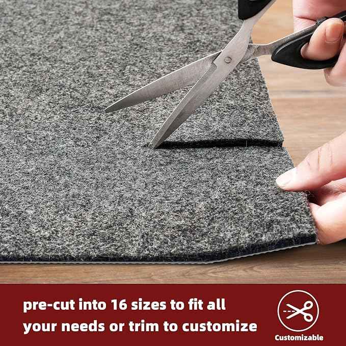 BAGAIL Felt and Natural Rubber Backing Rug Pads 1/8” Thick, Round 8 Feet Non