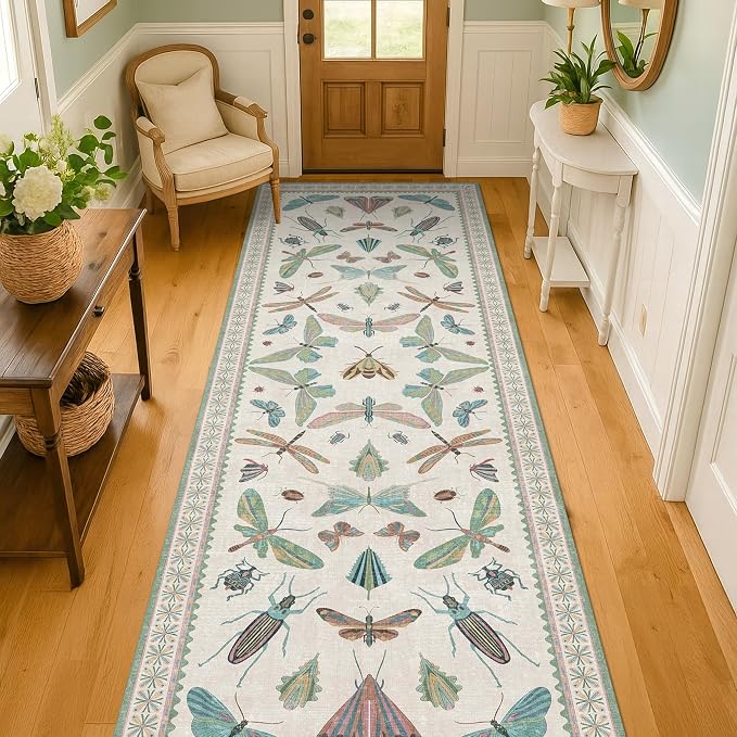 Insect Print 8ft Long Hallway Runner Rug
