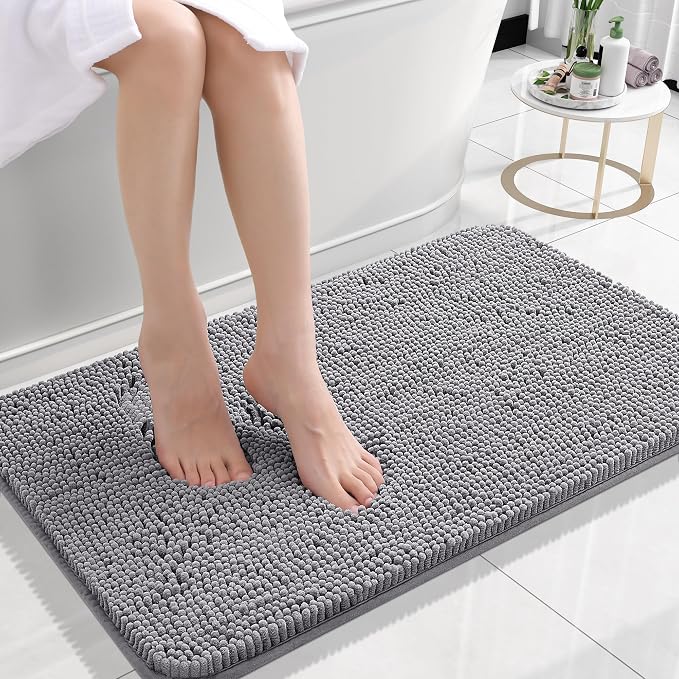 OLANLY Small Bathroom Rugs 24x16, Extra Soft Absorbent Chenille Bath Rugs