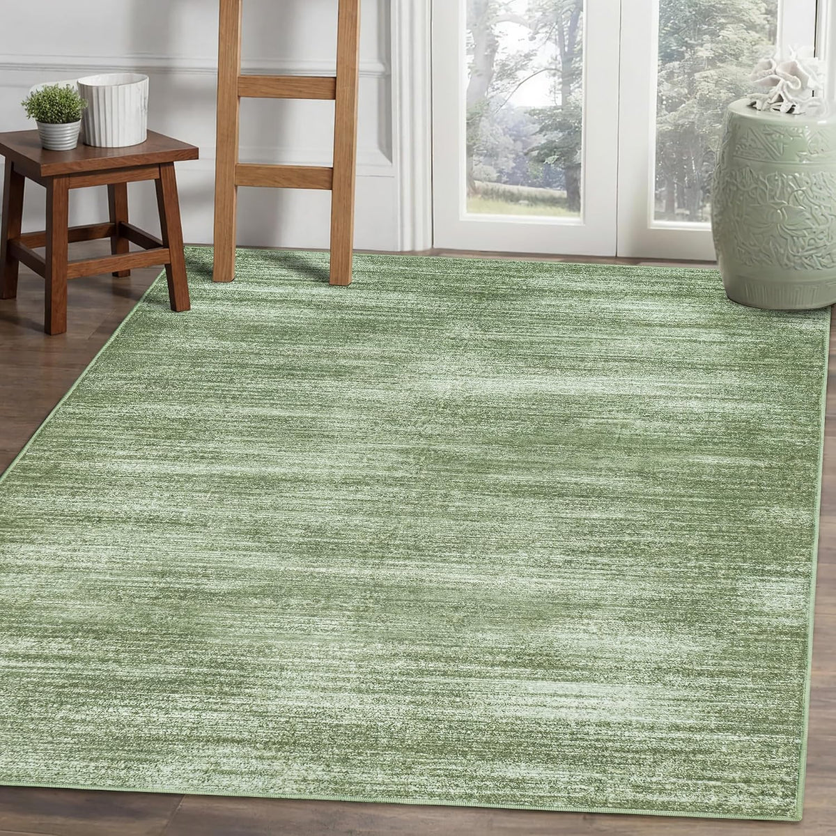 BILEEHOME Modern Area Rug 4x6 Non Slip Olive Green Small Rugs for Dorm