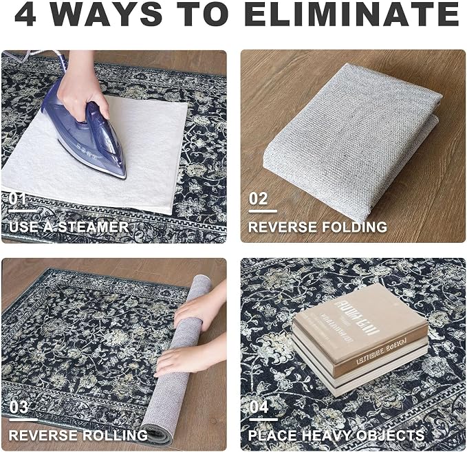 KILOCOCO Hallway Runner 2x6 Rug Runner Printed Vintage Floral Washable Kitchen
