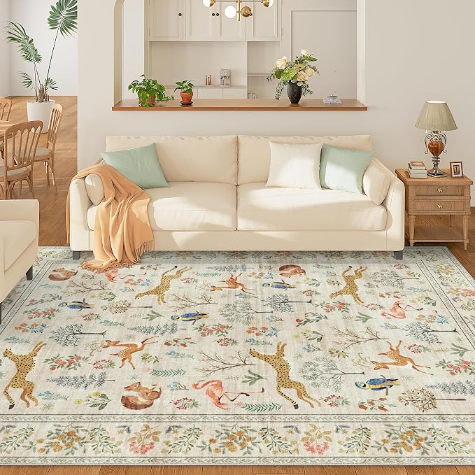 DUKINO 8x10 Rug, Washable Animal Living Room Rug