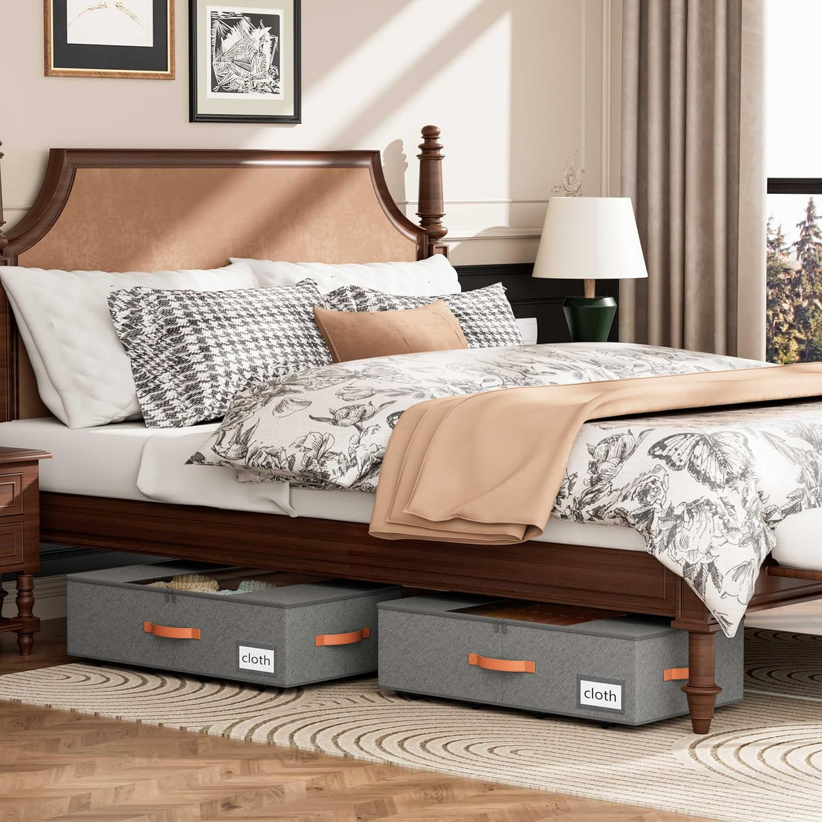 TOSKING 2-Pack Under Bed Storage Drawers with Wheels, Gray