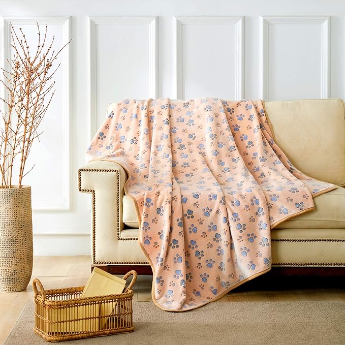 Allisandro Luxurious Dog Blanket, 350 GSM Super Fuzzy Microplush Fleece Pet Blankets for Small Medium Large Dogs and Cats, Brown, 64 x 40 Inches
