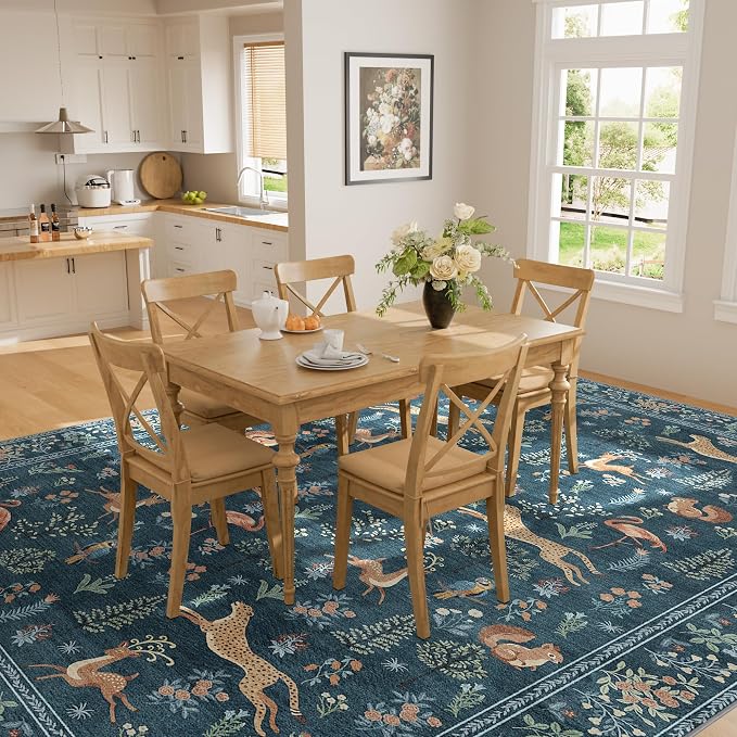 DUKINO 8x10 Rug, Washable Animal Living Room Rug