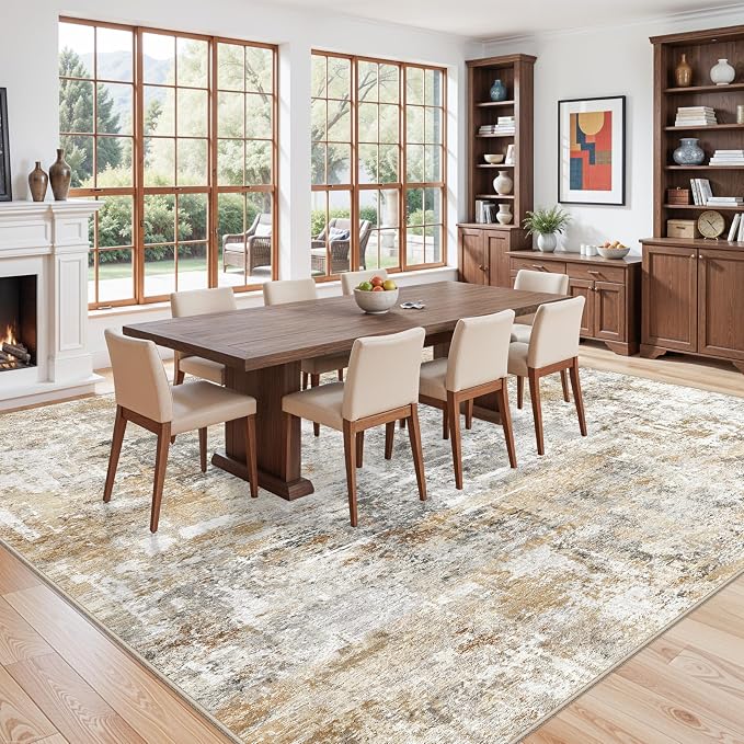 12x12ft Square Living Room Rug – Non-Slip Washable Extra Large Floor Carpet