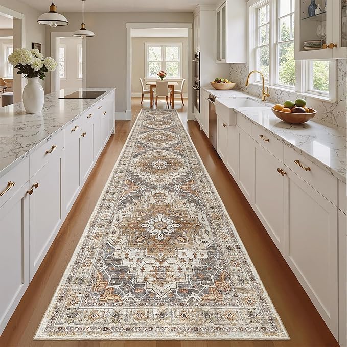 Madane Hallway Runner Rug 2'6''x14', Non Slip Vintage Runners
