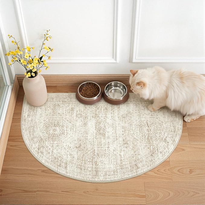 2x3 Half Circle Rug for Entryway, Washable Half Round Rugs