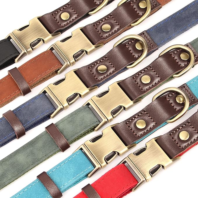 Didog Soft PU Leather Dog Collar for Large Dogs,Classic Adjustable Dog Collars with Quick Release Metal Buckle,Easy Clean and Comfortable with Nylon Lining,Pink,L Neck 16-23"