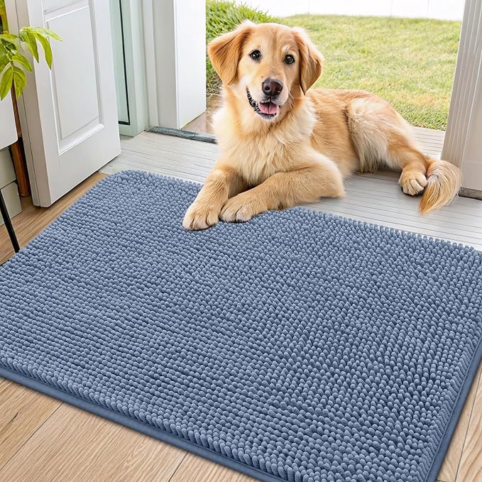 Smiry Dog Door Mat for Muddy Paws 40x24, Absorbent Dirt Trapper, Non-Slip