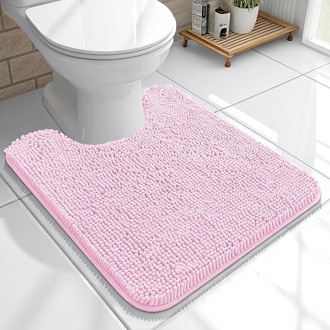 OLANLY Toilet Rugs U-Shaped 20x20, Extra Soft Absorbent Chenille Contour
