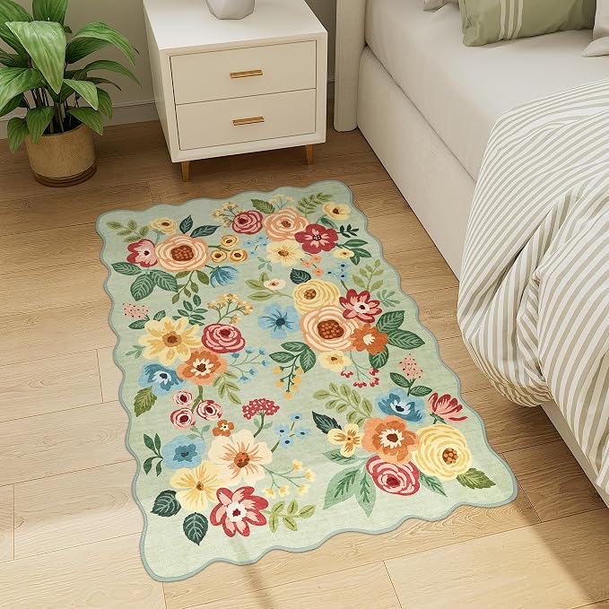 DUKINO 2x3 Entryway Rug, Floral Washable Indoor Door Mat