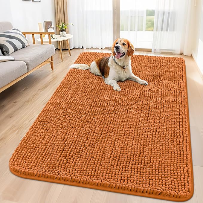 Smiry Dog Door Mat for Muddy Paws 59x35, Absorbent Dirt Trapper, Non-Slip