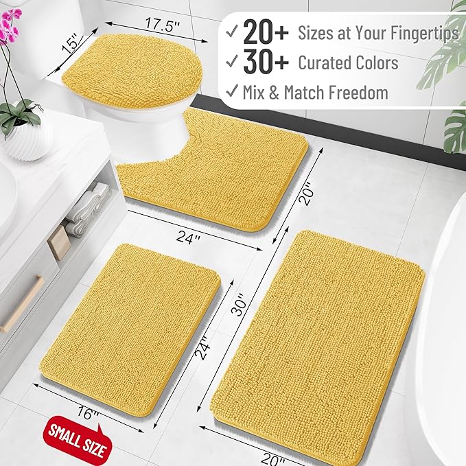 OLANLY Large Bathroom Rugs 45x27, Extra Soft Absorbent Chenille Bath Rugs