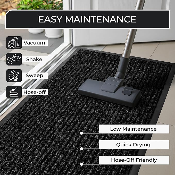 Commercial Door Mat 4'x8' Black, Heavy Duty Industrial Floor Mat