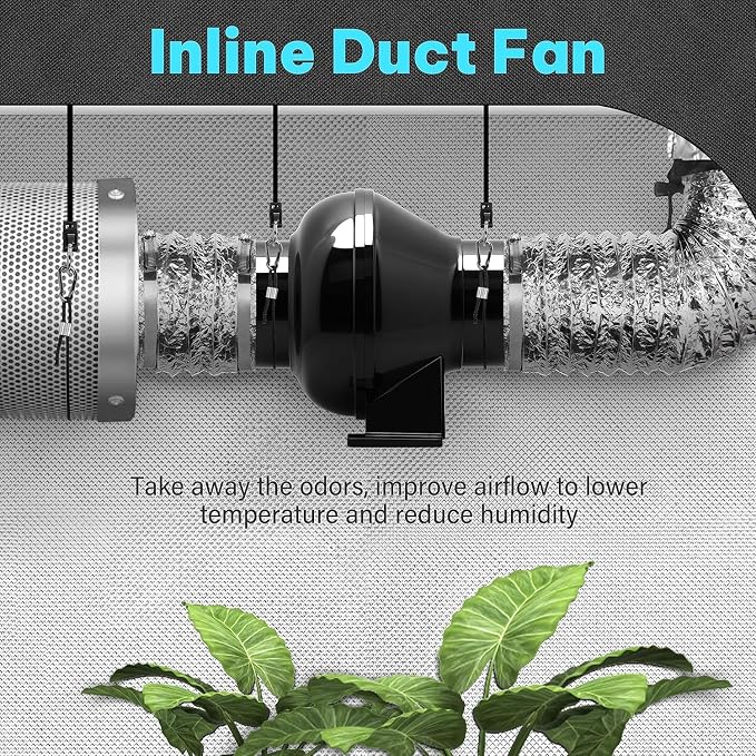 iPower 4 Inch 195 CFM Inline Duct Fan HVAC Exhaust Blower Air Circulation Vent