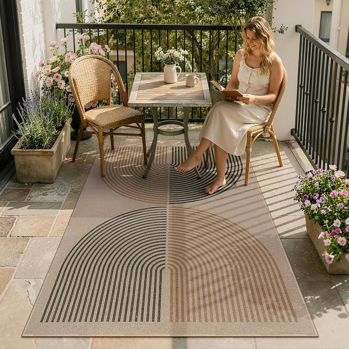 Lahome Enfys Modern Rainbow Easy Jute Rug, 4x6 Washable Rugs
