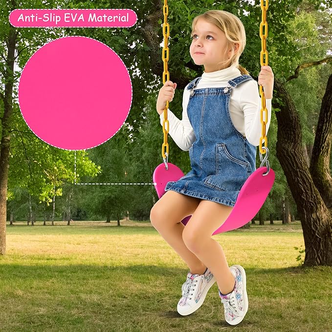 Sunnyglade 2PCS Swings Seats Heavy Duty with 66" Chain, Playground Swing Set Accessories Replacement with Snap Hooks, Support 250lb (2, Pink)
