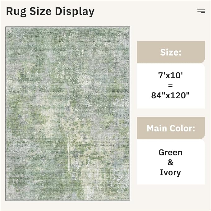 Soalmost 7x10 Area Rug for Living Room Washable Abstract Vintage Soft Thin