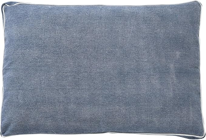 36" Blue and White Solid Stonewash Pillow Dog Bed with Removable Cover