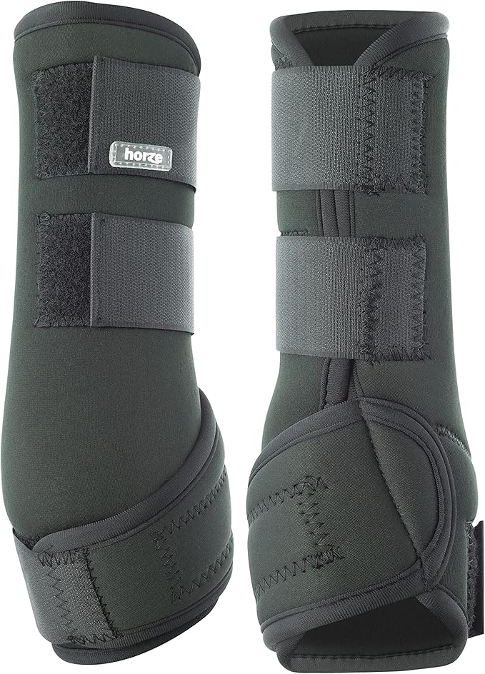 HORZE Brushing Splint Boots for Horses (Pair) - Durable Neoprene, Secure Closure, Lightweight - Black - L