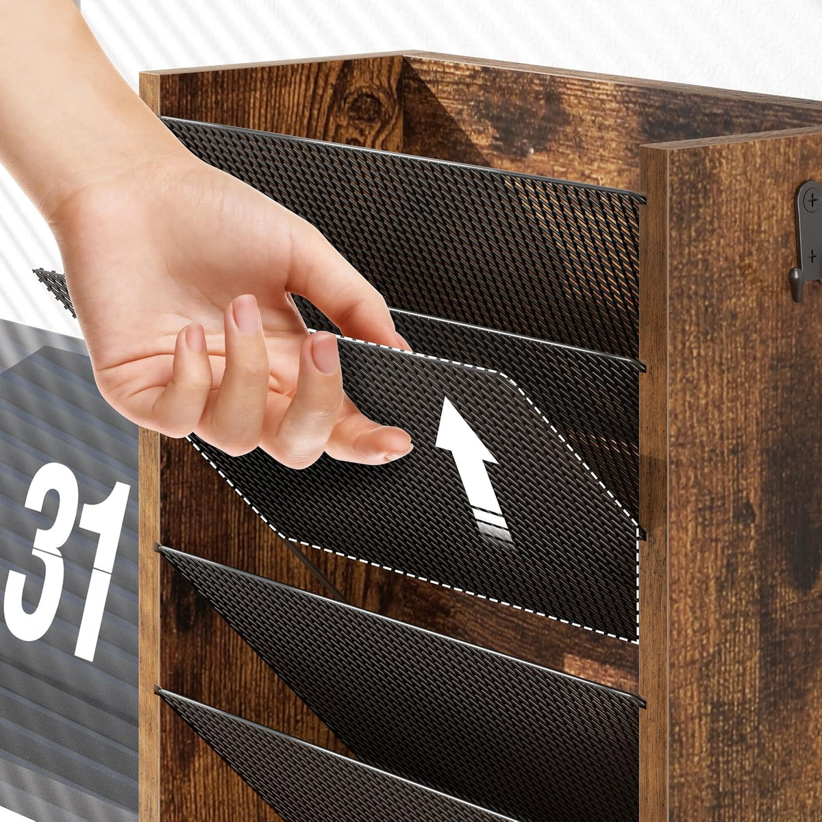 Mail Organizer Wall Mounted, 6-Slot Hanging File Organizer with Key Holder