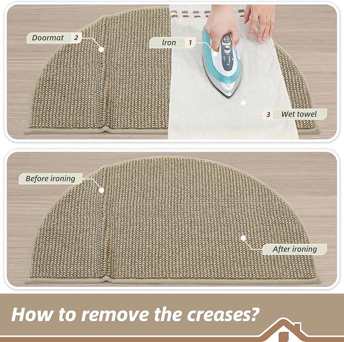 BEQHAUSE Dirt Trapper Door Mat 32" x 48" Half Circle Non-Slip Washable Doormats