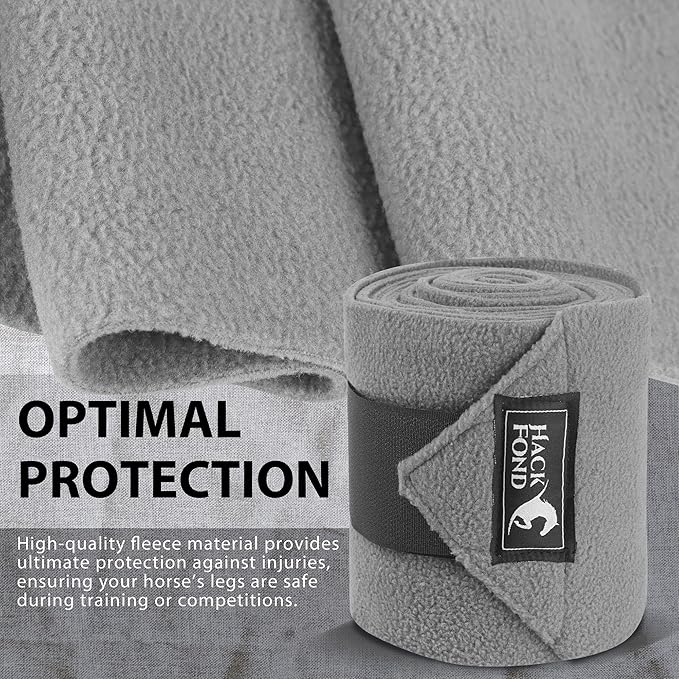Horse Polo Leg Wraps, 5' Long Fleece Polo Wraps for Horses Set of 4, Horse Leg Bandages Stable Supplies Equestrian Boots Horse Leg Protection Dark Gray