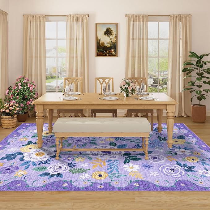 DUKINO 6x9 Area Rug, Floral Rugs
