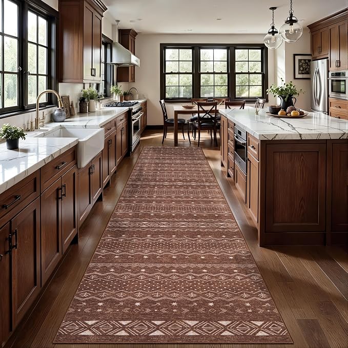 SERISSA Hallway Runner Rug, Soft Low-Pile Geometric Indoor Long Carpet