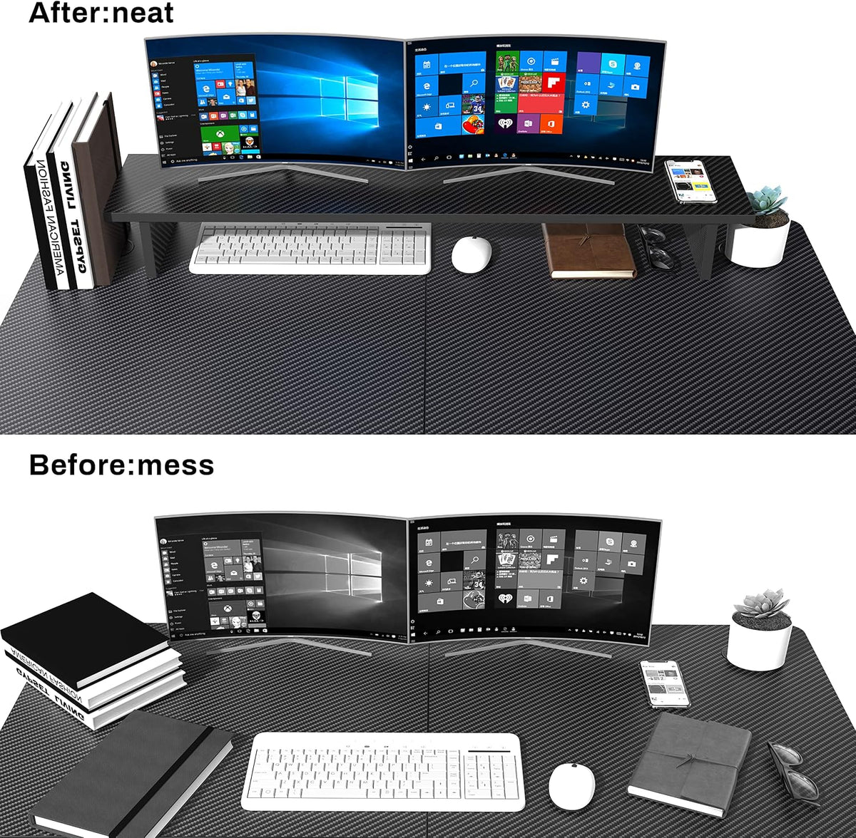 EUREKA ERGONOMIC Dual Monitor Stand Adjustable Carbon Fiber