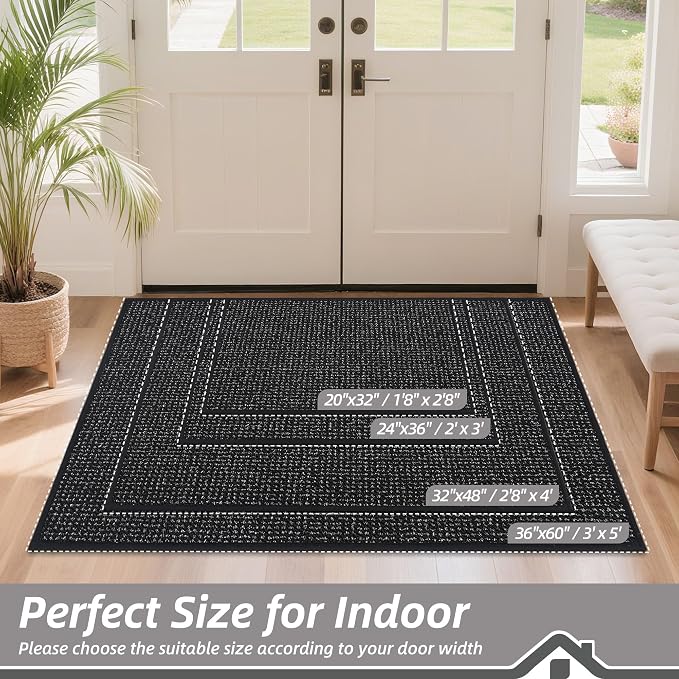 BEQHAUSE Dirt Trapper Door Mat 24" x 36", Non-Slip Washable Doormats Entrance