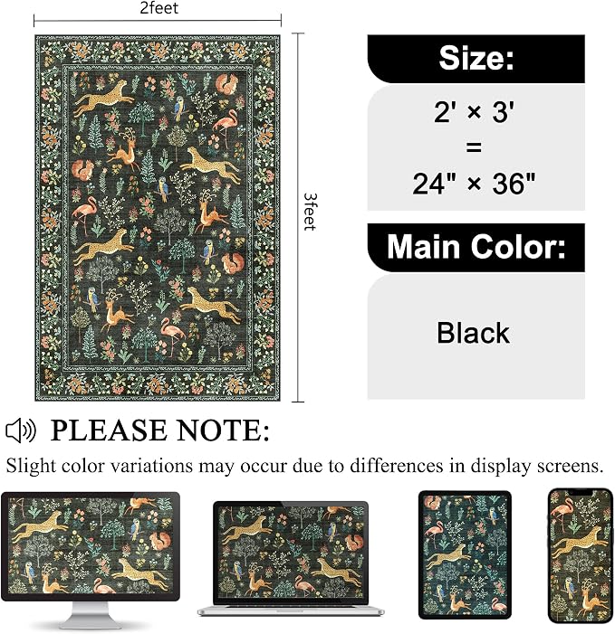 DUKINO 2x3 Rug, Washable Animal Rugs