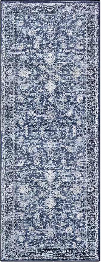 KILOCOCO Hallway Runner 2x5 Printed Vintage Floral Washable Kitchen Runner Rug