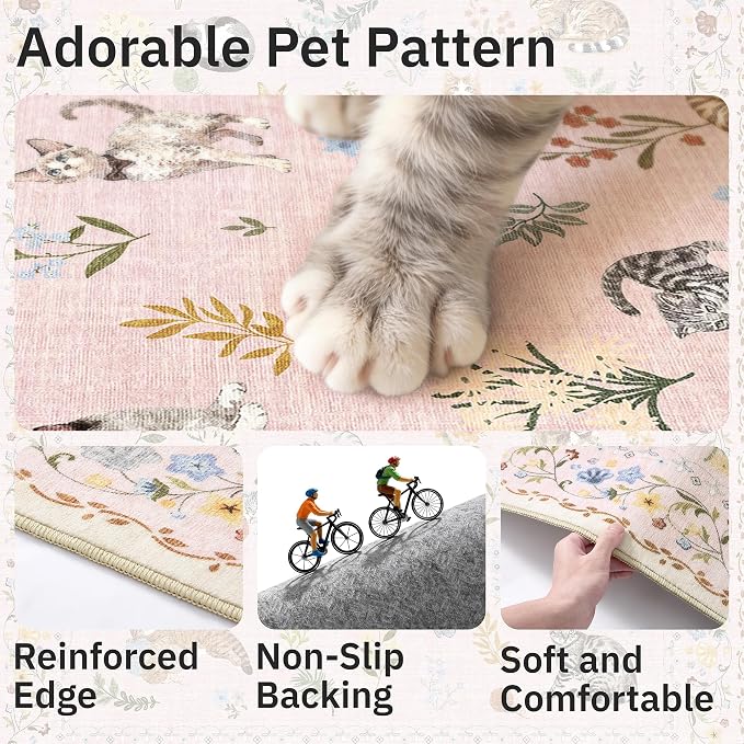 Soalmost Cat 6x9 Pink Area Rugs