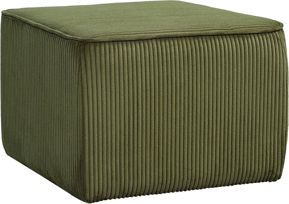 Christopher Knight Home Isa Corduroy Pouf Ottoman Foot Rest, Square Fabric Pouffe Ottoman Footstool, Living Room Sofa Couch Extra Seat, Modern Coffee Table for Home Office/Bedroom, Olive Green