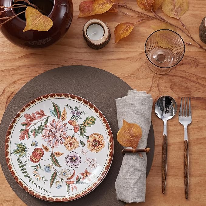 Bico Blooming Moment Salad Plates Set of 4, 8.75 Inch Ceramic Dessert Plates