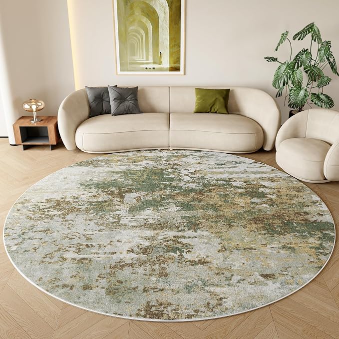 Green Round Rugs 6ft Washable Circle Area Rug